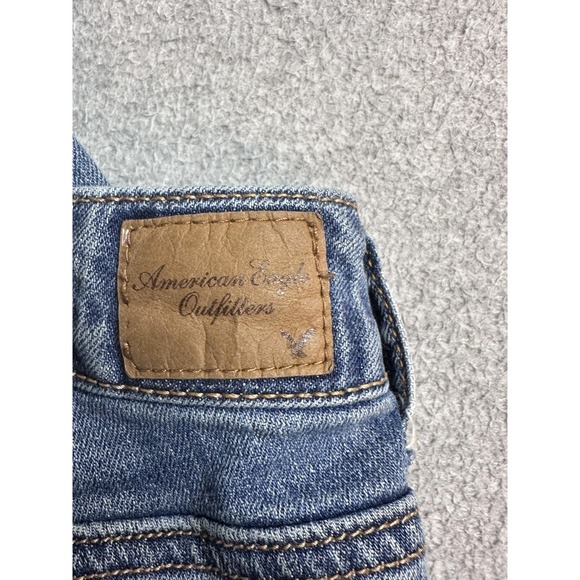 American Eagle Outfitters Skinny Kick Bootcut Jeans Womens 6 Blue Distressed - Picture 13 of 16